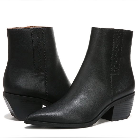 Franco Sarto Pointed Toe Black Ankle Western Booties Size 7 - Picture 1 of 10